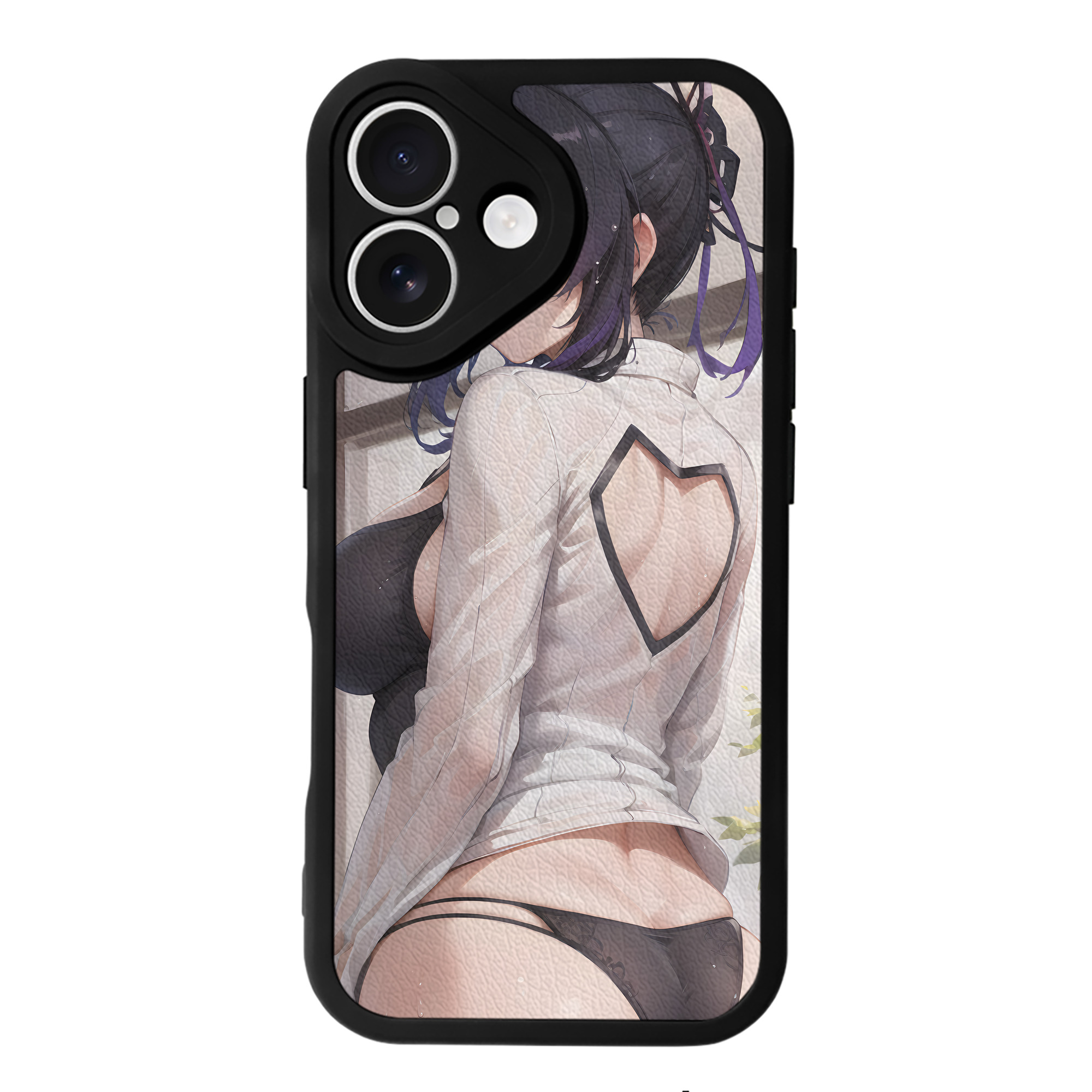 （画像用） 鬼滅の刃（きめつのやいば）蟲柱-胡蝶 しのぶ／こちょう しのぶ Kochou Shinobu 【iPhone 16シリーズ対応】シリコンスマホケース（レザー調） 材質：シリコン